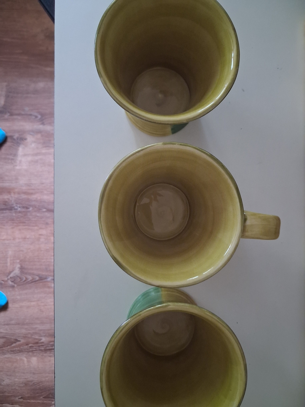 Handmade Ceramic Mug Trio - Olive, Yellow, Seafoam - Picture 3 of 8
